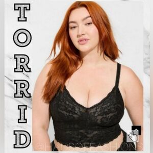 TORRID Black Lace Unlined Crop Bralette! NWT!
